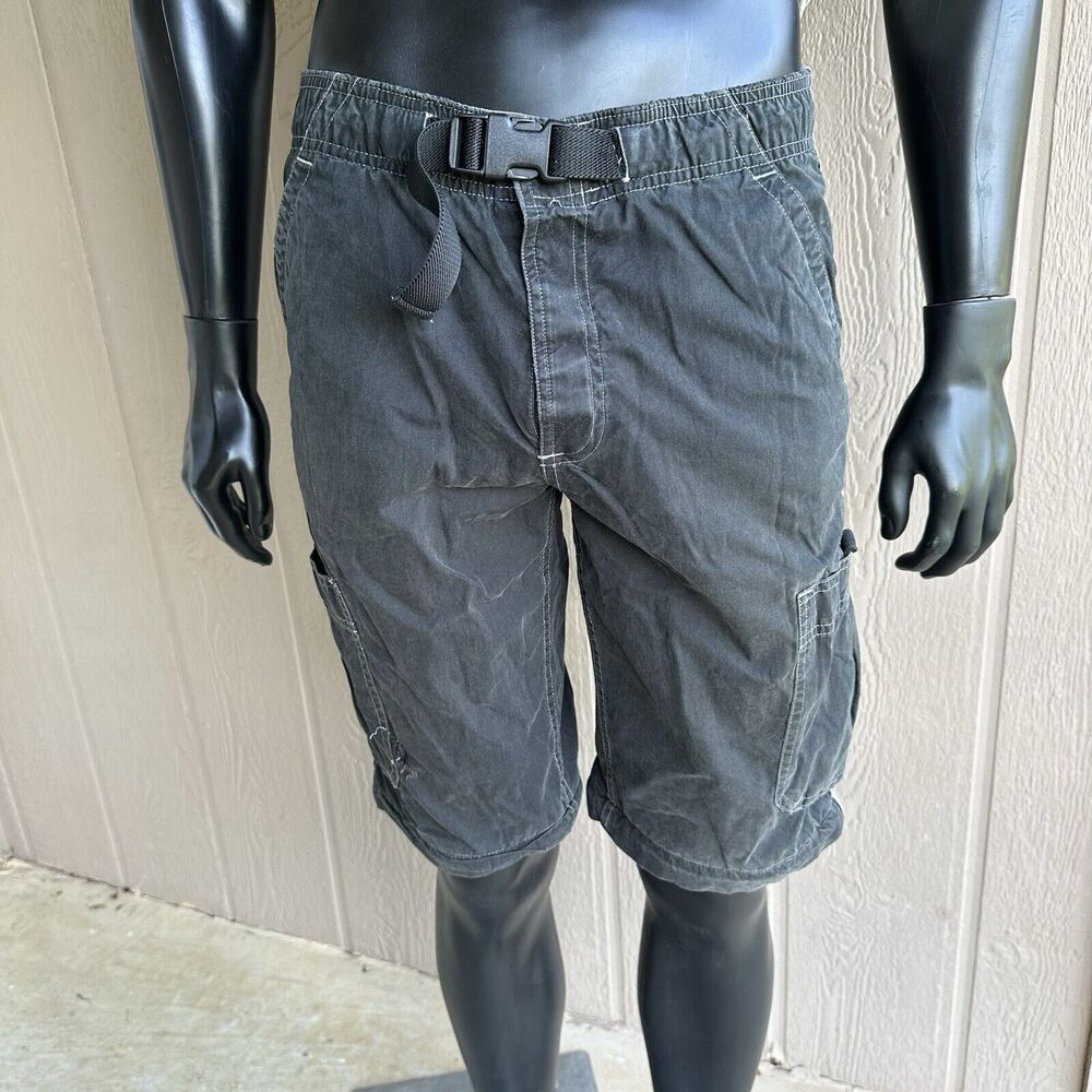 Vintage Old Navy Shorts Mens Size 16 Cargo Black Big Pocket Buckle Mesh